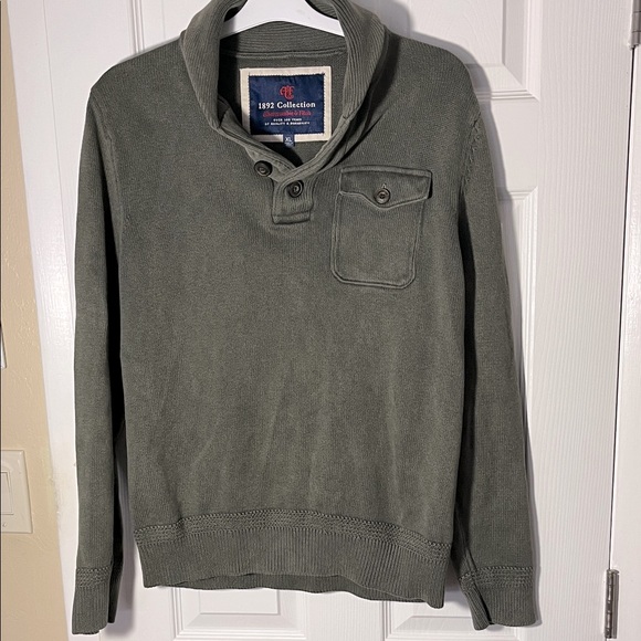 Abercrombie Fitch 1892 collection cotton henley pullover sweater army green XL - Picture 1 of 12
